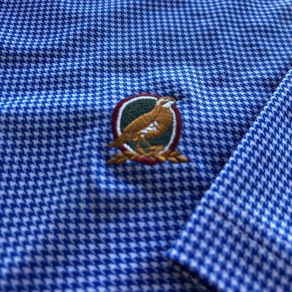 FootJoy‎ Blue Houndstooth Golf Polo Shirt XL Quail Hollow Club Embroidered Logo - Picture 5 of 11